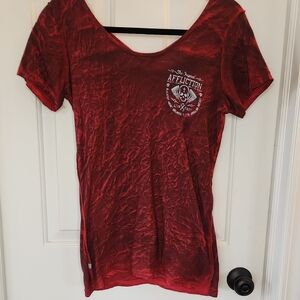 Affliction Reversible Red Top